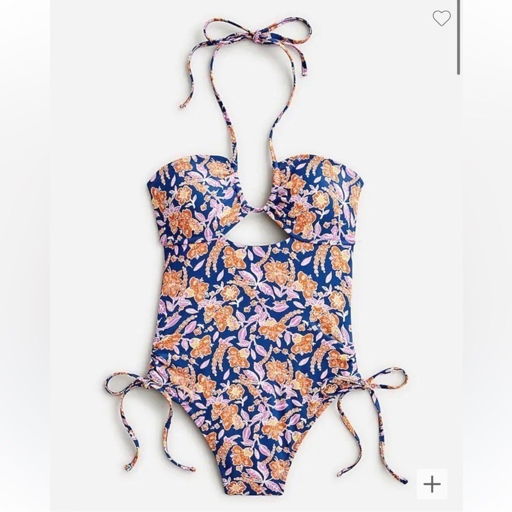 NWT J. Crew Liberty Halter cutout one-piece in painted block print BH510 Sz‎ 24